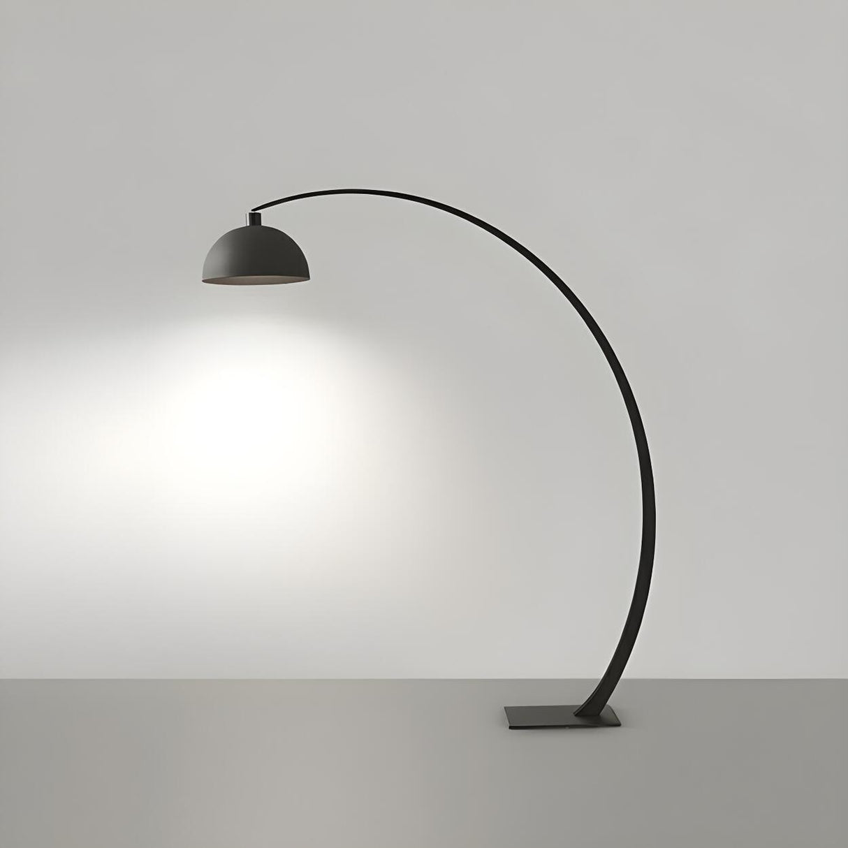 Minimalist Dome Shade White Arched Metal Floor Lamp Image - 8