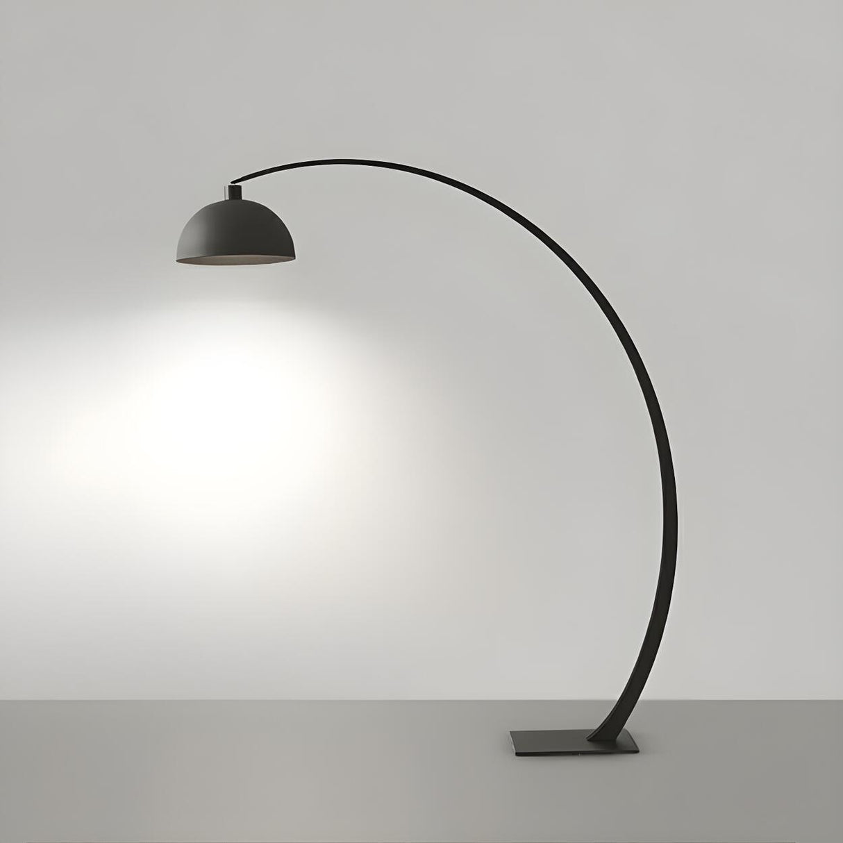 Minimalist Dome Shade White Arched Metal Floor Lamp Image - 9