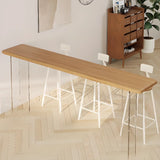 Minimalist Double Pedestal Pine Fixed Bar Table Set Image - 1