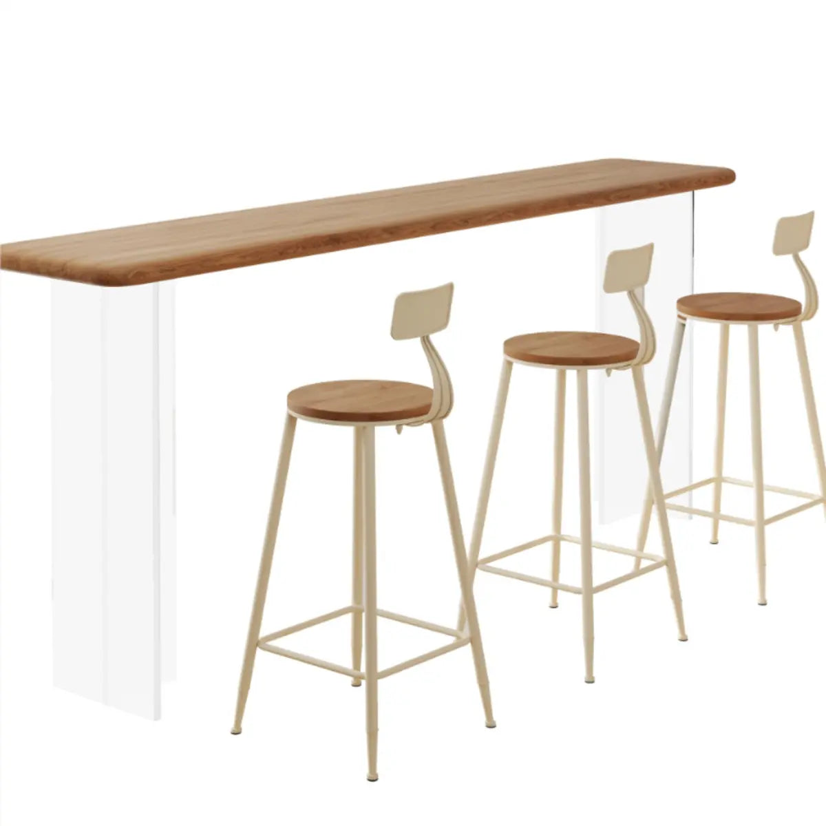 Minimalist Double Pedestal Pine Fixed Bar Table Set Image - 5