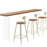 Minimalist Double Pedestal Pine Fixed Bar Table Set Image - 5