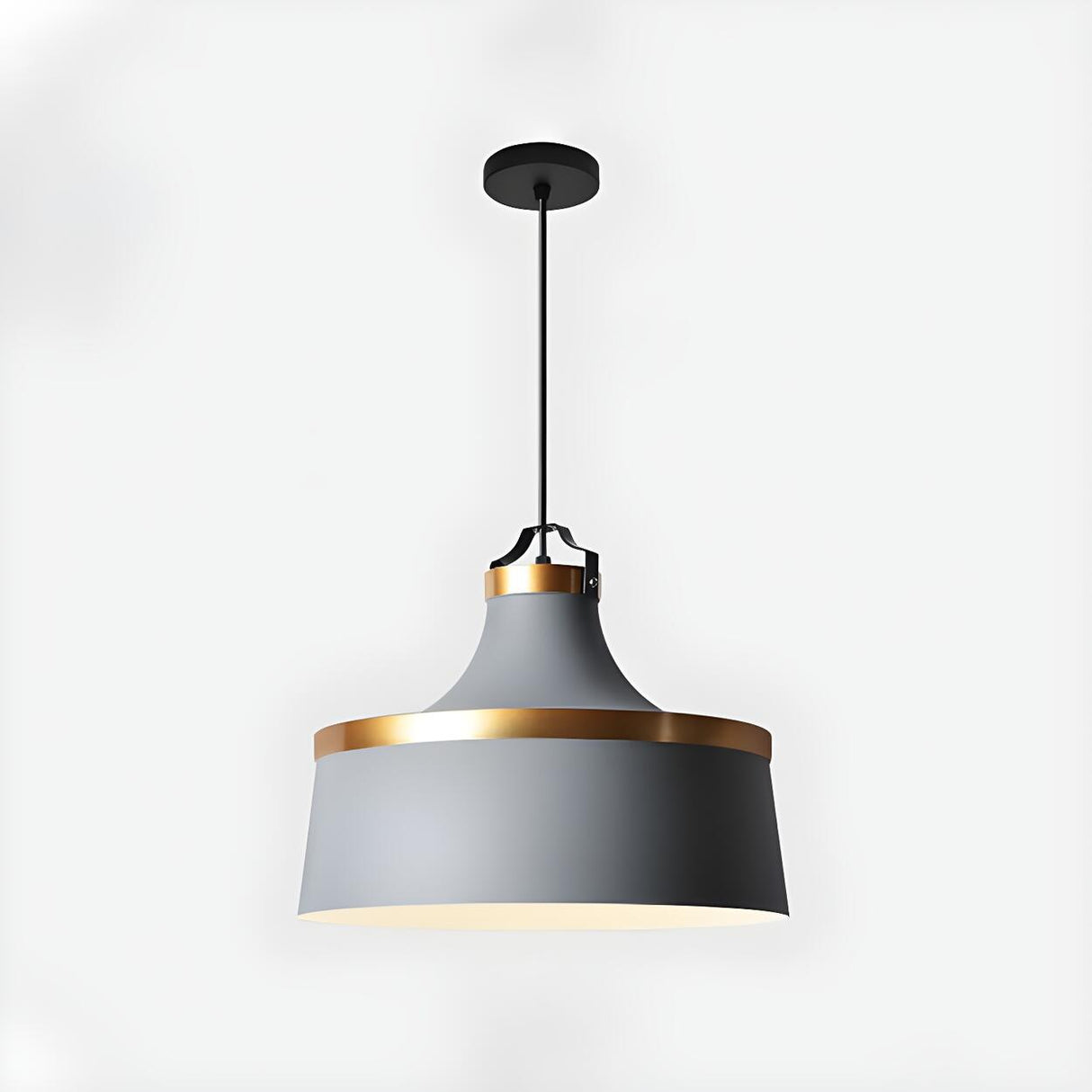 Minimalist Drum Matte Metal Dining Room Green Pendant Light Image - 10