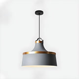 Minimalist Drum Matte Metal Dining Room Green Pendant Light Image - 10