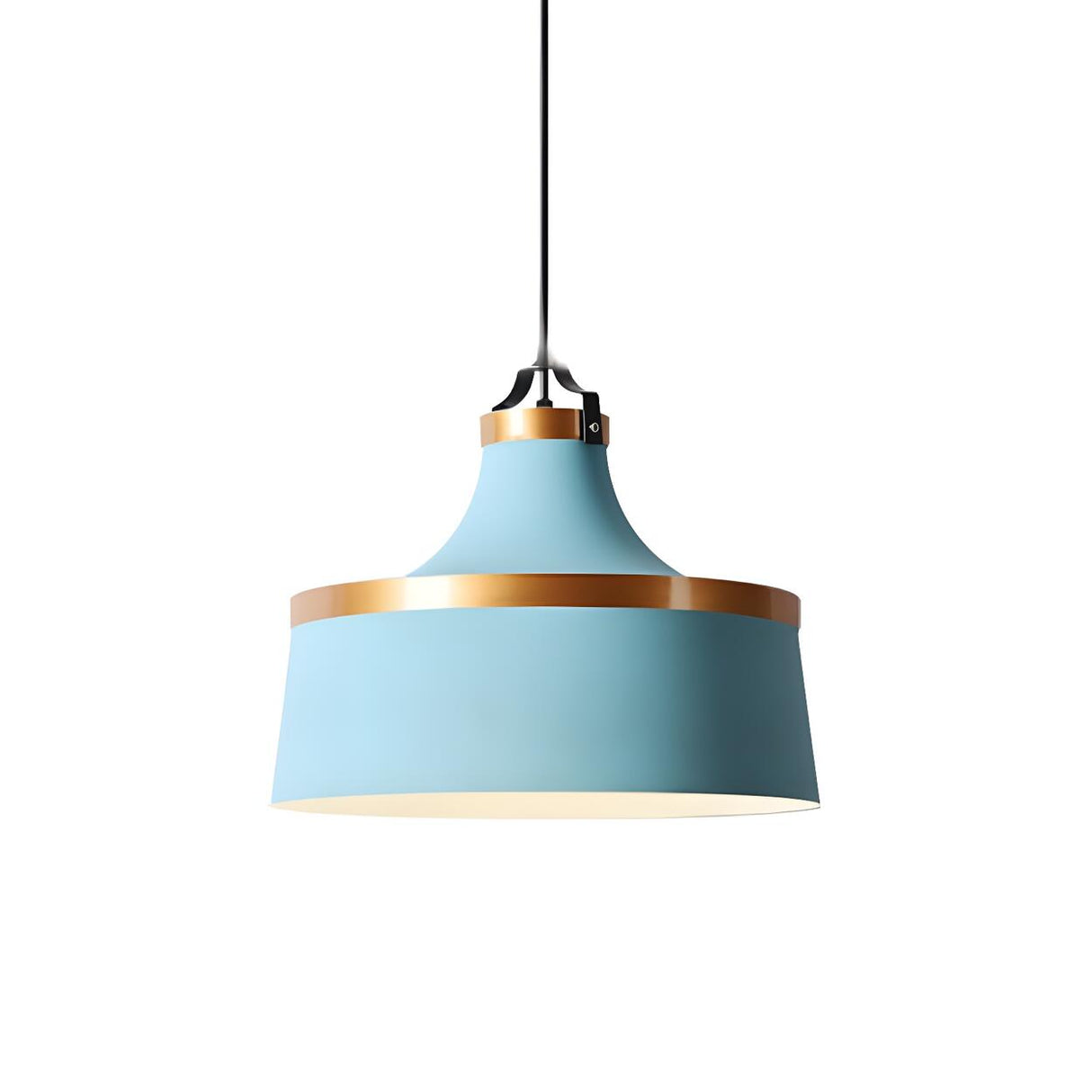 Minimalist Drum Matte Metal Dining Room Green Pendant Light Image - 6