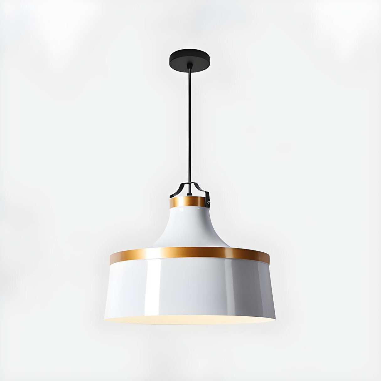 Minimalist Drum Matte Metal Dining Room Green Pendant Light Image - 8