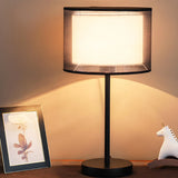 Minimalist Drum Shade Fabric Table Lamp for Living Room Image - 1