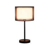 Minimalist Drum Shade Fabric Table Lamp for Living Room Image - 3