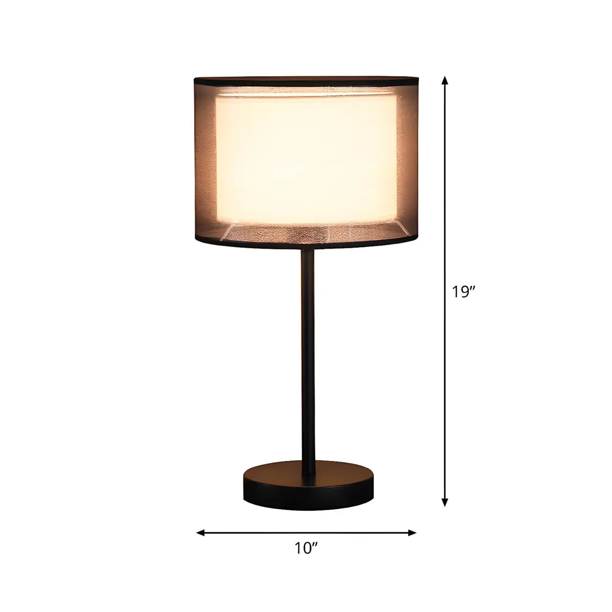 Minimalist Drum Shade Fabric Table Lamp for Living Room 