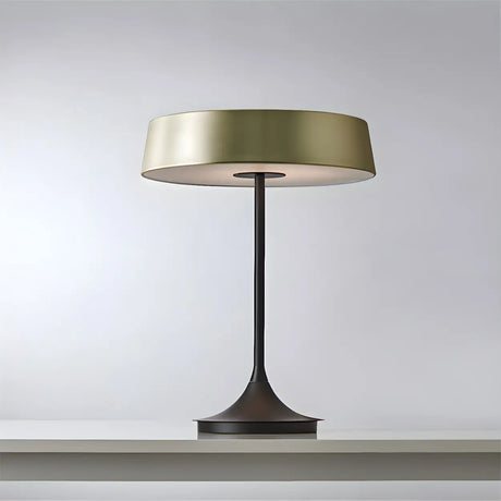 Minimalist Drum Shaped Metal LED Bedroom Table Lamp Image - 1