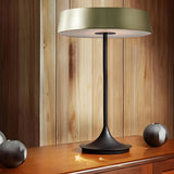 Minimalist Drum Shaped Metal LED Bedroom Table Lamp Image - 10