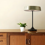 Minimalist Drum Shaped Metal LED Bedroom Table Lamp Image - 11