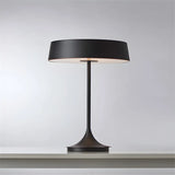 Minimalist Drum Shaped Metal LED Bedroom Table Lamp Image - 5