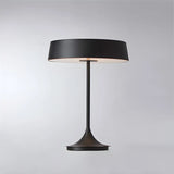 Minimalist Drum Shaped Metal LED Bedroom Table Lamp Image - 8