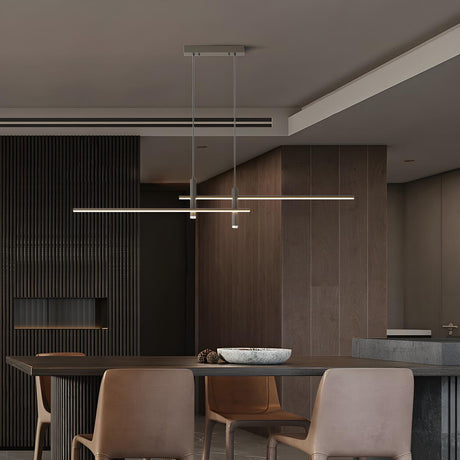 Minimalist Dual Bar LED Linear Island Pendant Light Image - 1