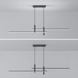 Minimalist Dual Bar LED Linear Island Pendant Light Image - 11