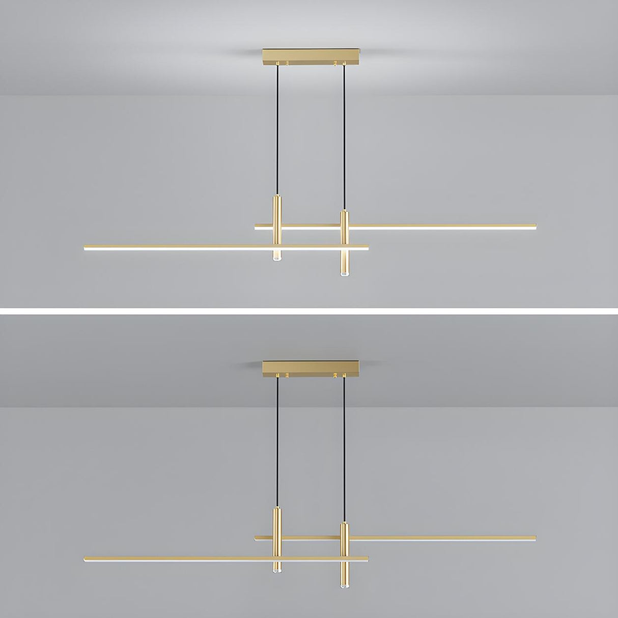 Minimalist Dual Bar LED Linear Island Pendant Light Image - 12