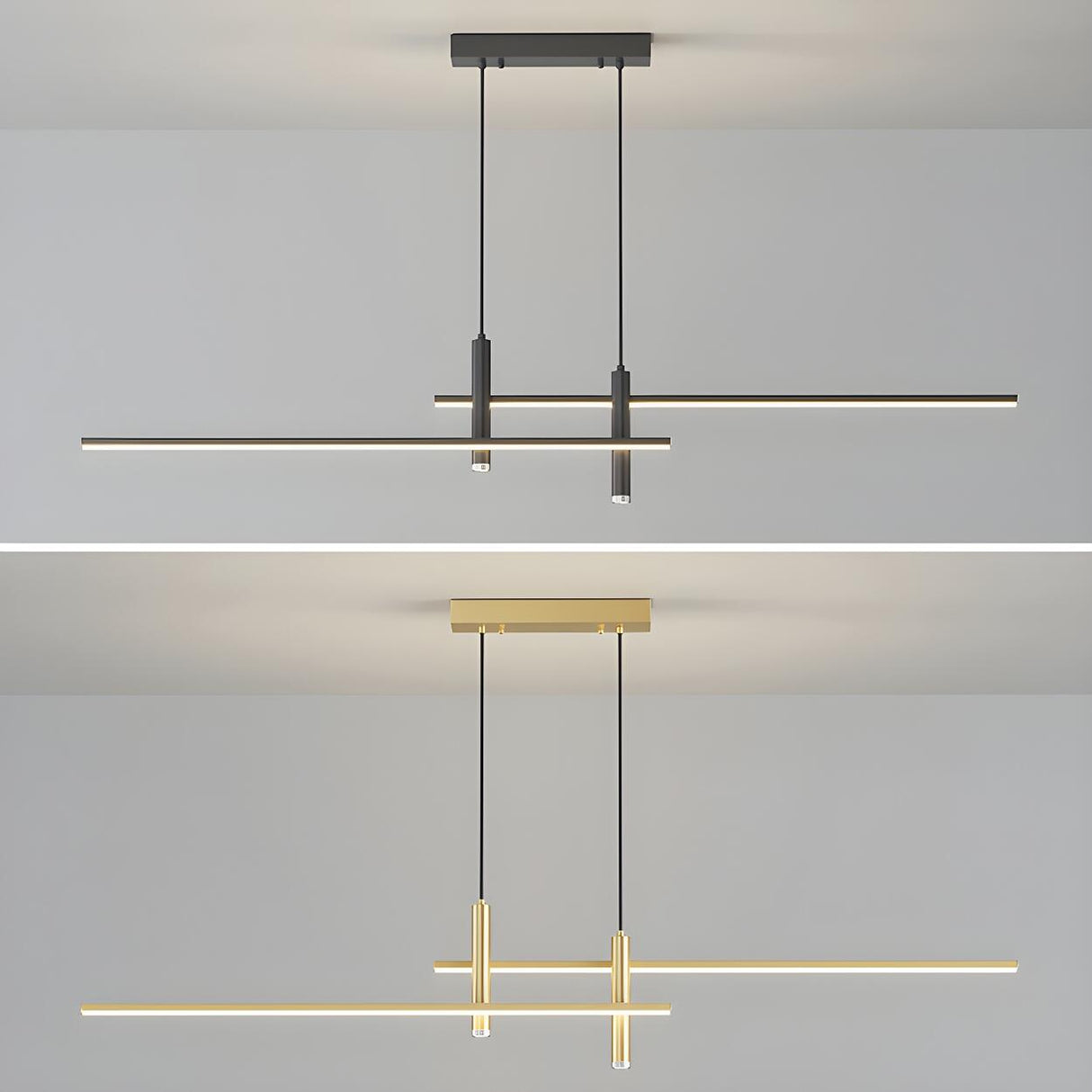 Minimalist Dual Bar LED Linear Island Pendant Light Image - 13