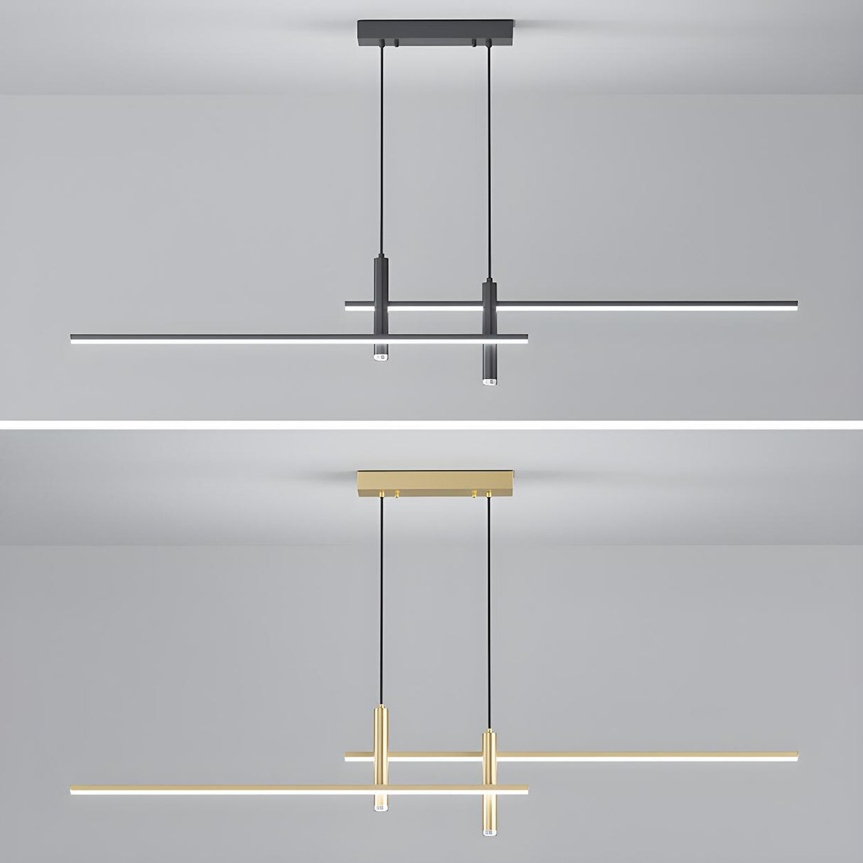 Minimalist Dual Bar LED Linear Island Pendant Light Image - 14