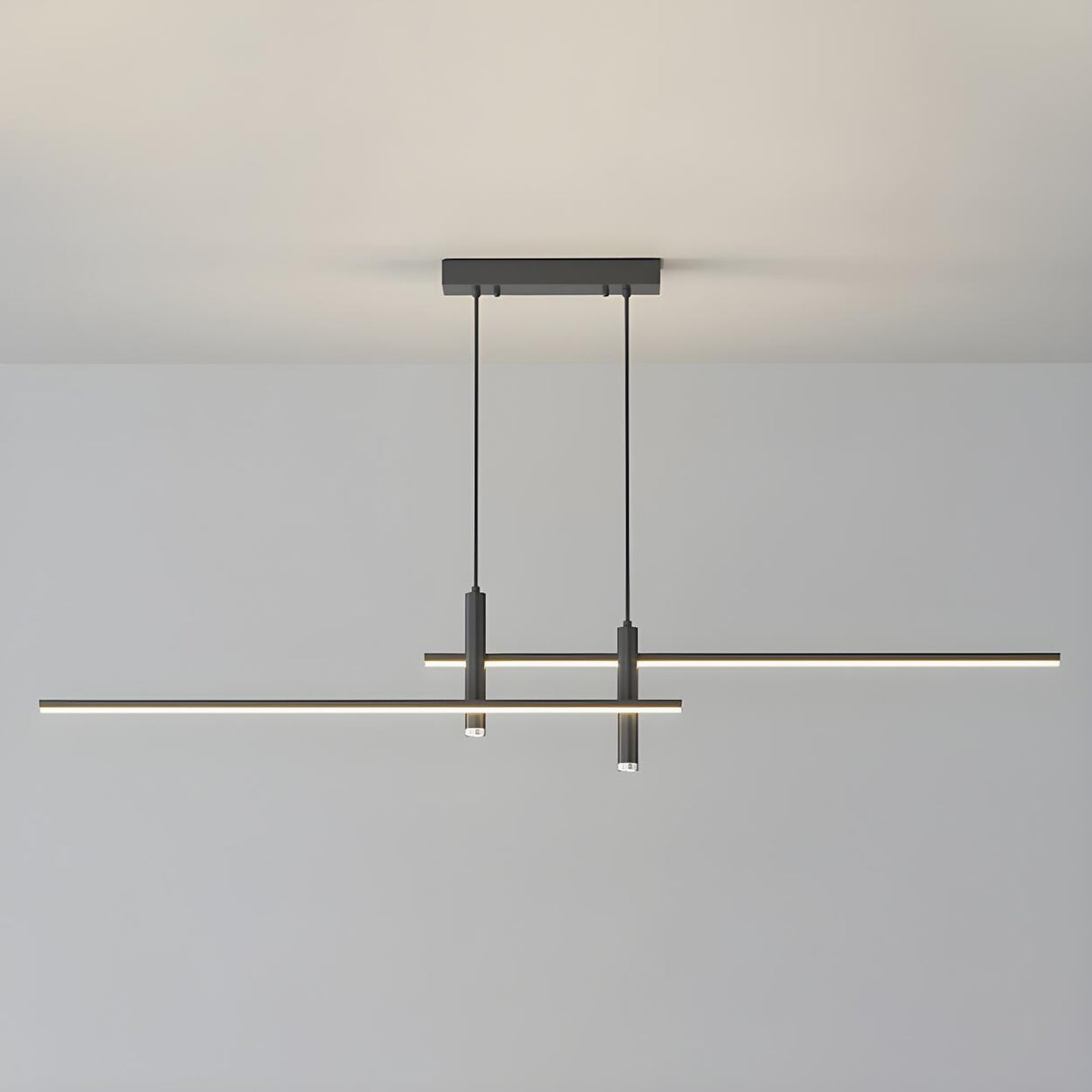 Minimalist Dual Bar LED Linear Island Pendant Light Image - 2