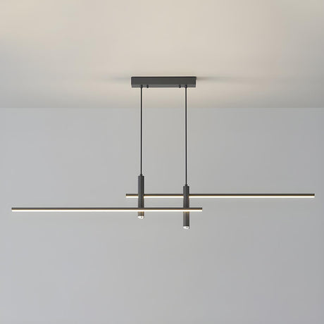 Minimalist Dual Bar LED Linear Island Pendant Light Image - 2