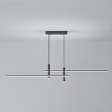 Minimalist Dual Bar LED Linear Island Pendant Light Image - 3