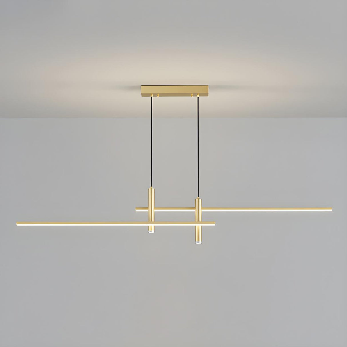 Minimalist Dual Bar LED Linear Island Pendant Light Image - 5