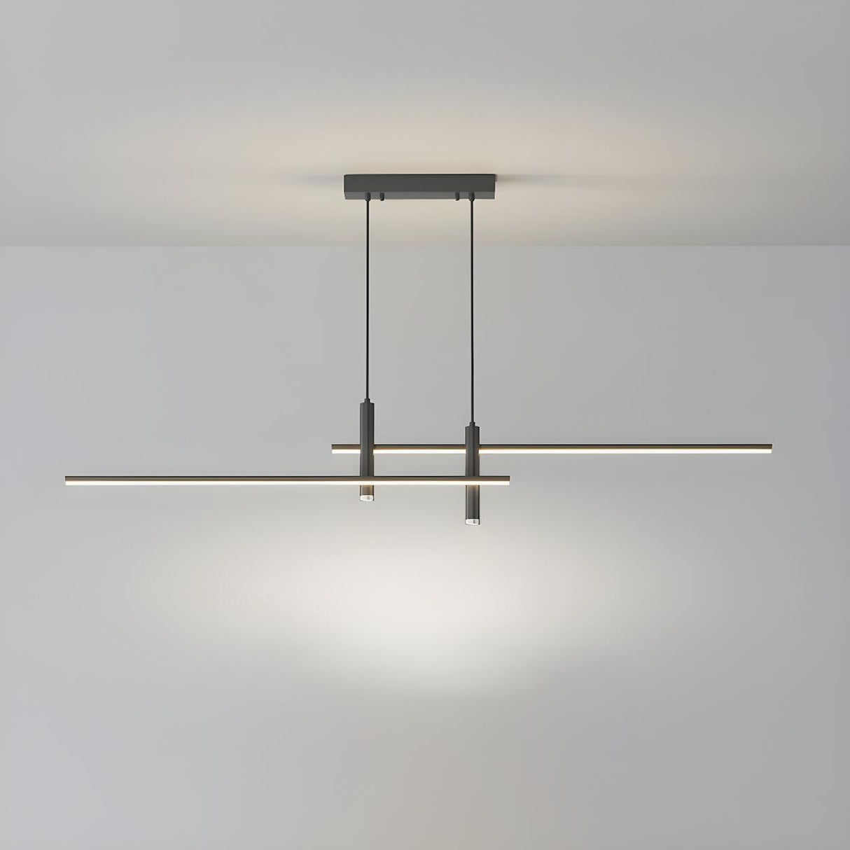 Minimalist Dual Bar LED Linear Island Pendant Light Image - 6