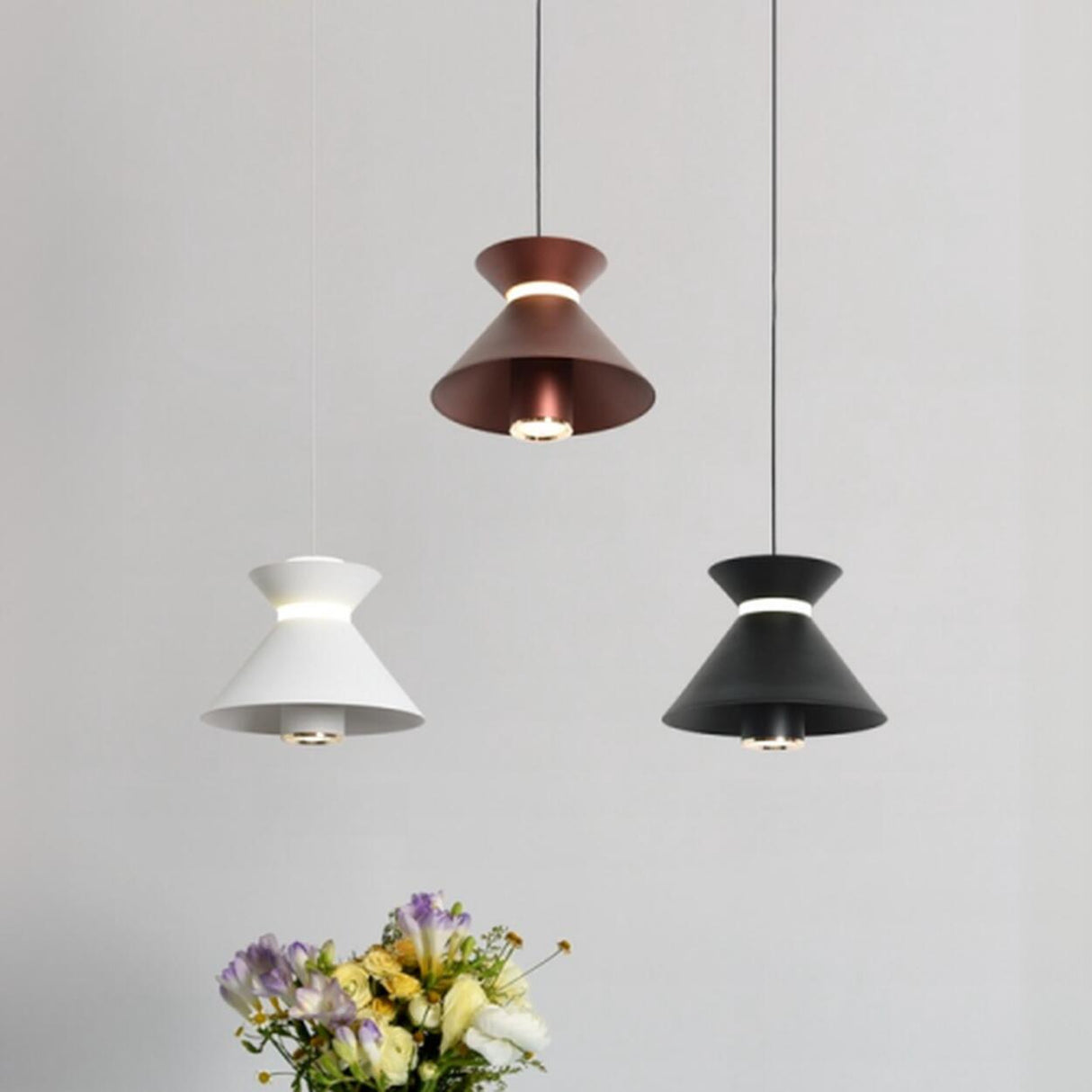 Minimalist Dual Light Metal Conical Cone LED Pendant Light Image - 7