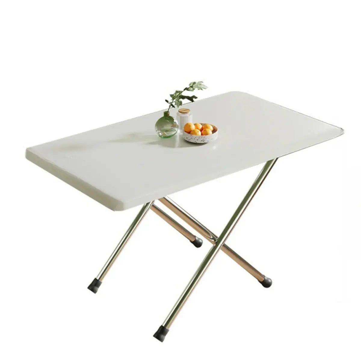 Minimalist Extendable Rectangle Folding Dining Table White Image - 9