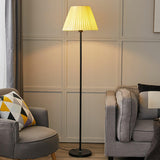 Minimalist Fabric Barrel Shade Metal Floor Lamp Image - 1