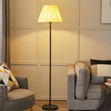 Minimalist Fabric Barrel Shade Metal Floor Lamp Image - 2