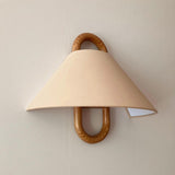 Minimalist Fabric Cone Shade Wooden Frame Wall Sconce Image - 13