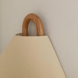 Minimalist Fabric Cone Shade Wooden Frame Wall Sconce Image - 15