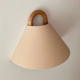 Minimalist Fabric Cone Shade Wooden Frame Wall Sconce Image - 16