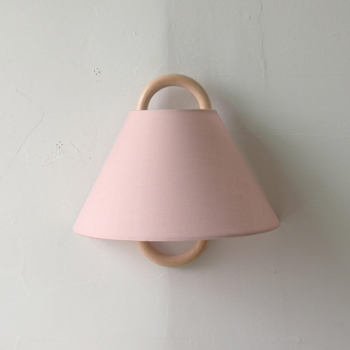 Minimalist Fabric Cone Shade Wooden Frame Wall Sconce Image - 2