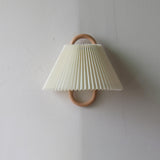 Minimalist Fabric Cone Shade Wooden Frame Wall Sconce Image - 6