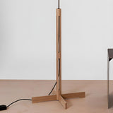 Minimalist Fabric Cylinder Shade Wooden Floor Lamp Image - 6