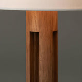 Minimalist Fabric Cylinder Shade Wooden Floor Lamp Image - 8