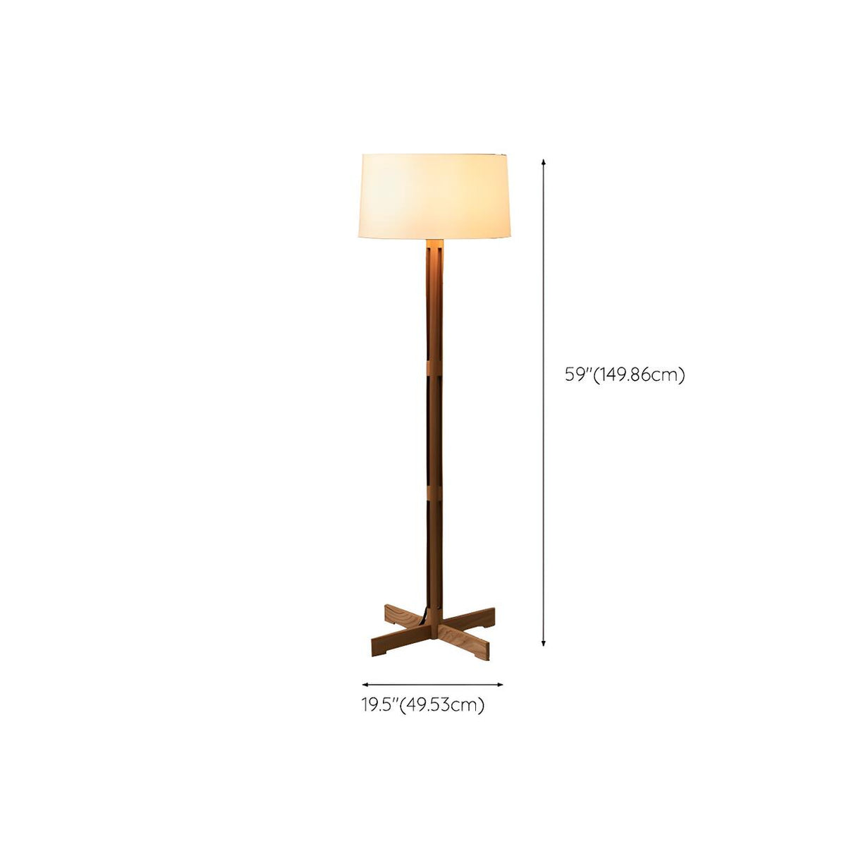 Minimalist Fabric Cylinder Shade Wooden Floor Lamp 