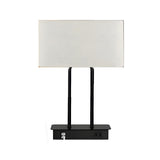 Minimalist Fabric Drum Shade Chic Black Base Table Lamp Image - 5