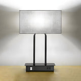 Minimalist Fabric Drum Shade Chic Black Base Table Lamp Image - 6