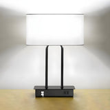 Minimalist Fabric Drum Shade Chic Black Base Table Lamp Image - 7