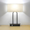 Minimalist Fabric Drum Shade Chic Black Base Table Lamp Image - 8