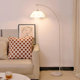 Minimalist Flower-Shaped White Arched Floor Lamp Image - 2