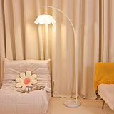 Minimalist Flower-Shaped White Arched Floor Lamp Image - 4