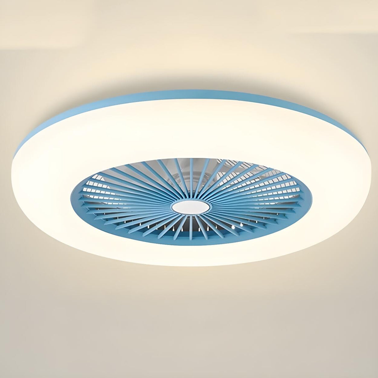 Minimalist Flush Round Bladeless Ceiling Fan with Light Image - 5