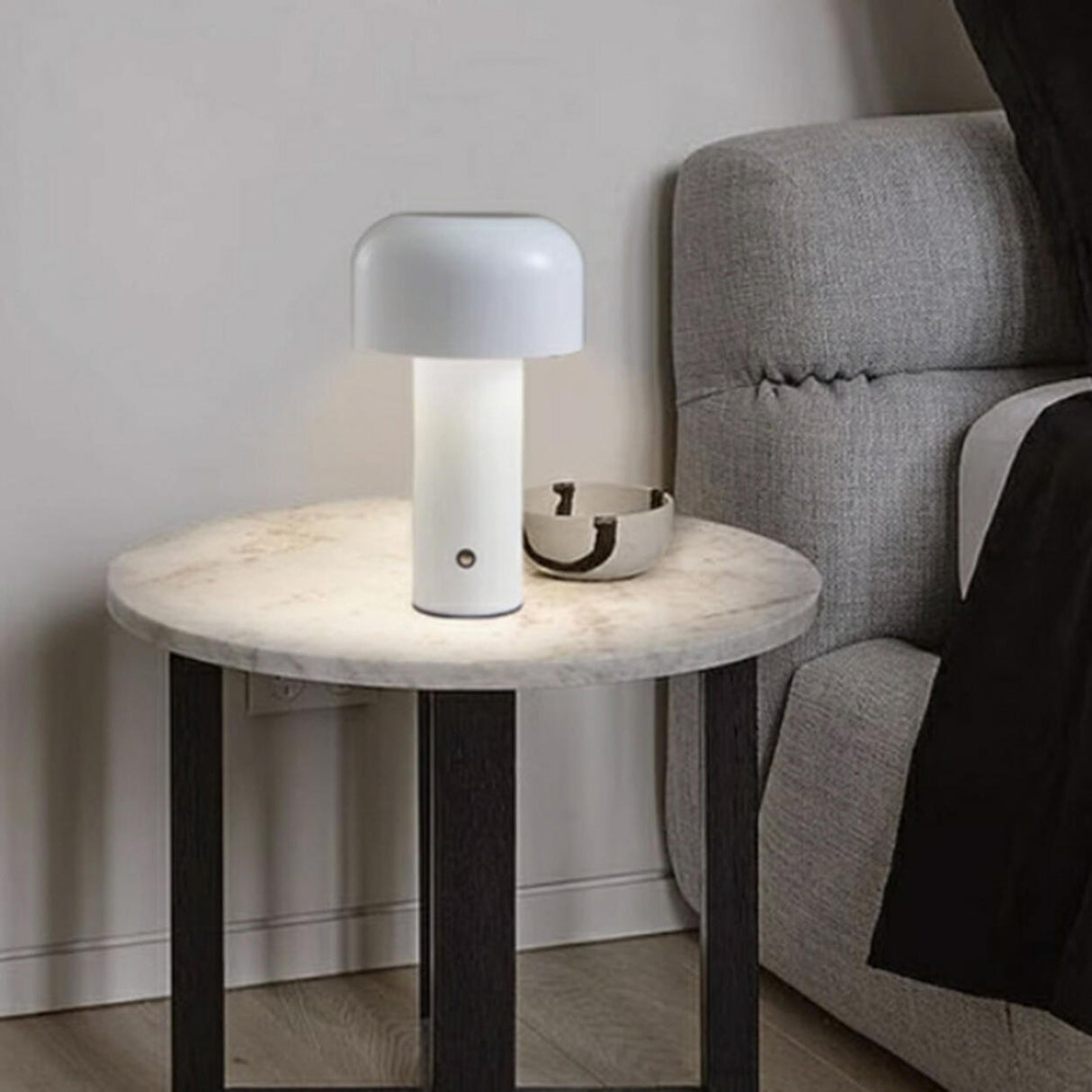 Minimalist Geometric Black LED Bedside Table Lamp Image - 10