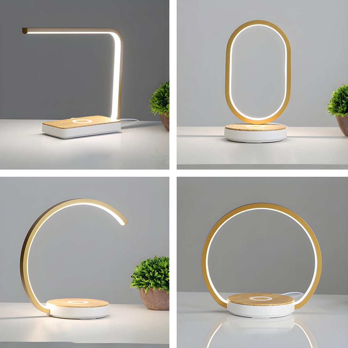 Minimalist Geometric Curved LED Aluminum Table Lamp Image - 15