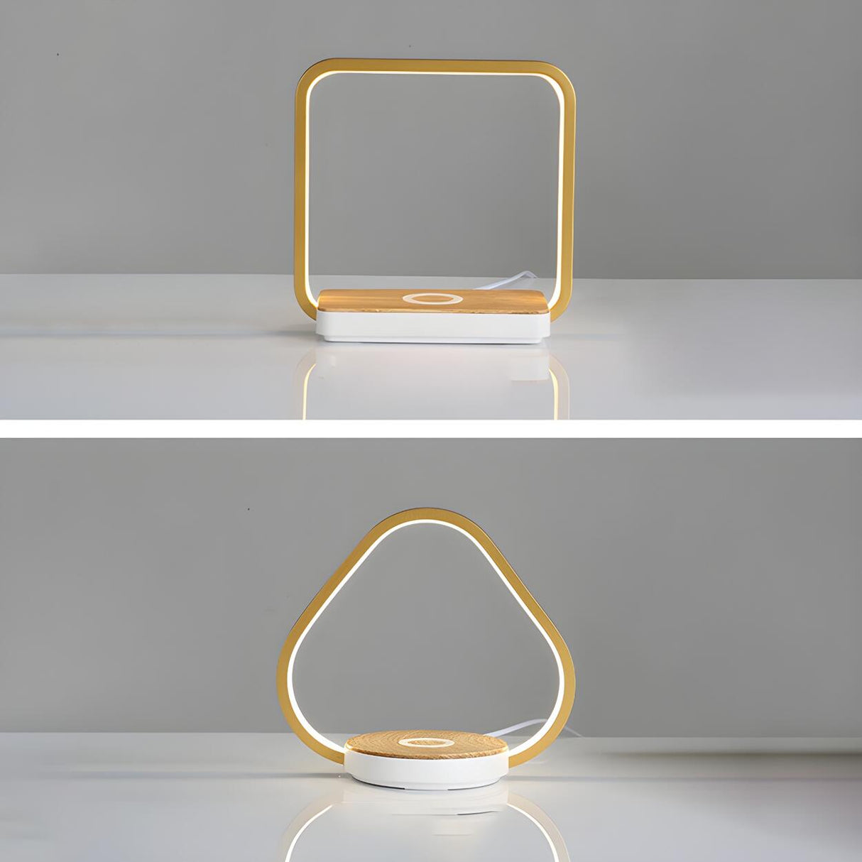 Minimalist Geometric Curved LED Aluminum Table Lamp Image - 16