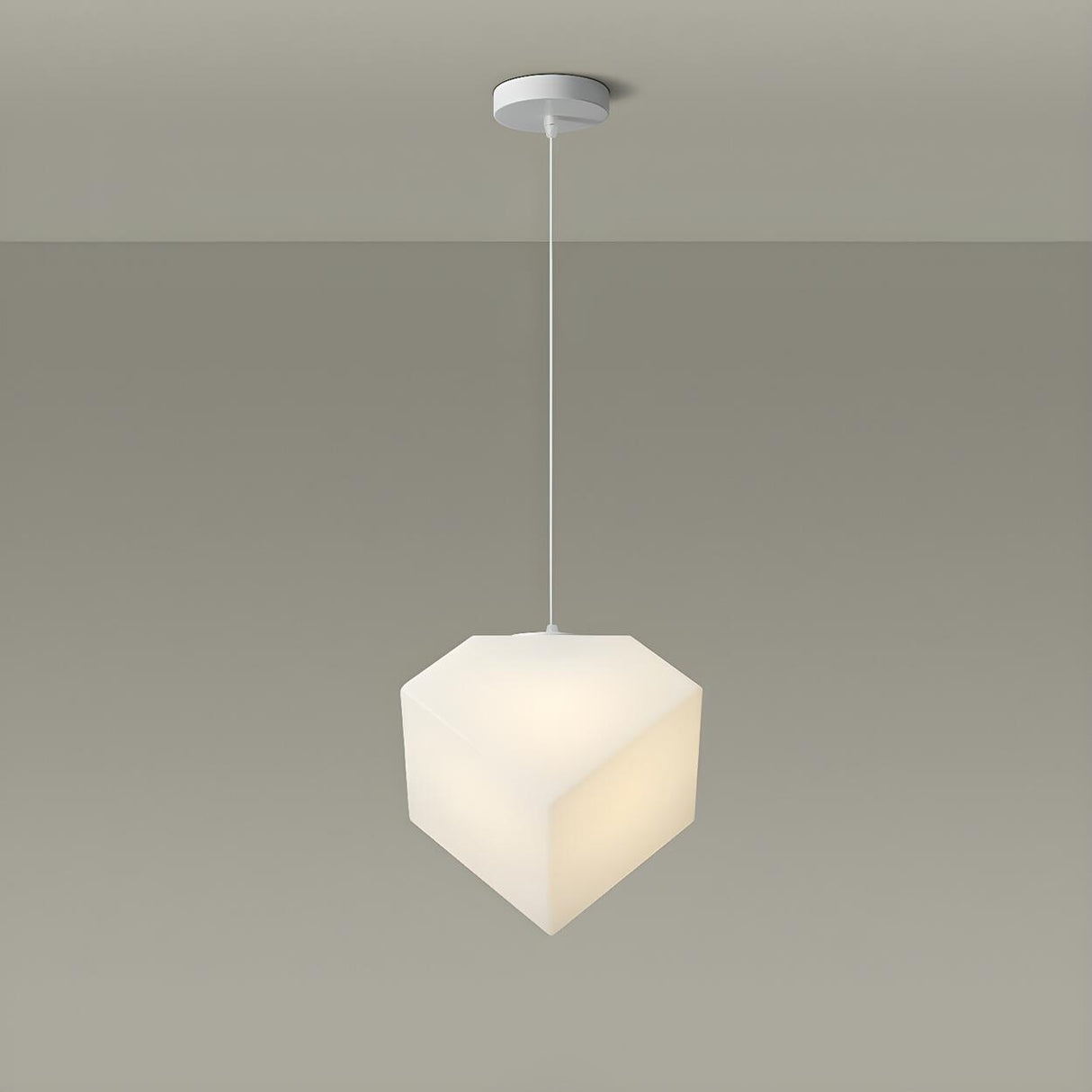 Minimalist Geometric Frosted Glass Dining Room Pendant Light Image - 2